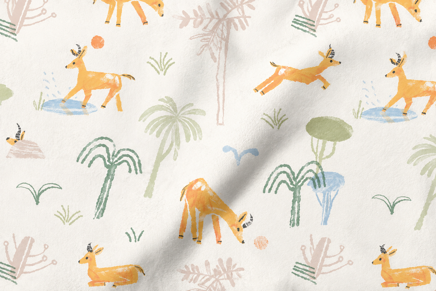 Aziz Gazelle 05 chalk-textured print on soft fabric